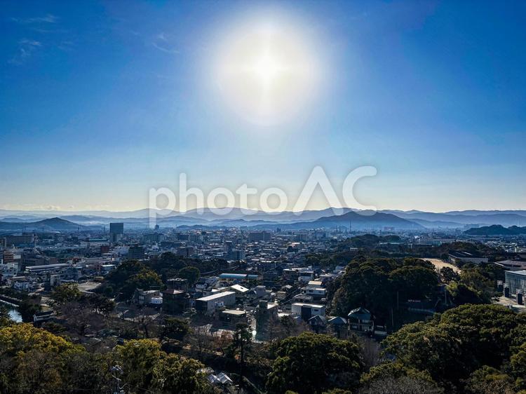 和歌山天守から見た景色01 和歌山城,名城,天守の写真素材