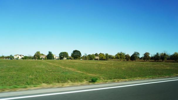イタリア/ボローニャ地方の道路 高速道路,田舎,風景の写真素材