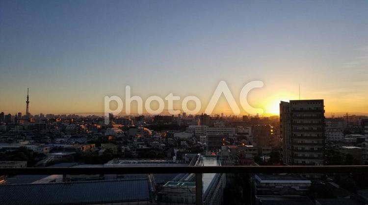 夕暮れ 風景,スカイツリー,夕暮れの写真素材