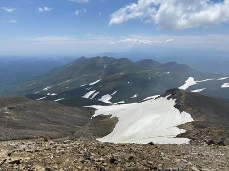 山頂からの風景 北海道,登山,自然の写真素材