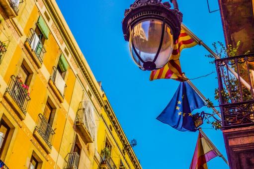 バルセロナのバルコニーのイメージ バルセロナのバルコニーのイメージ バルセロナ,スペイン,歴史的建築の写真素材
