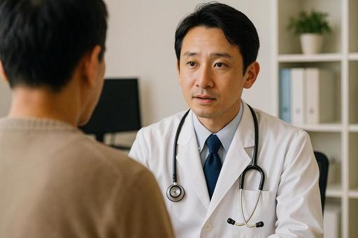 真剣な表情で話す医師の写真