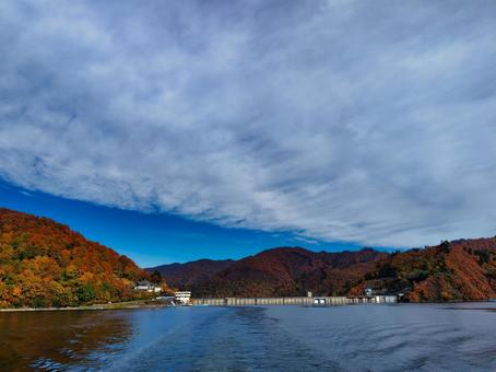 秋の奥只見湖と奥只見ダム 奥只見,ダム,秋の写真素材