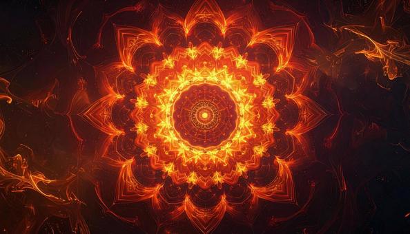 燃え上がる太陽フラクタル模様の写真