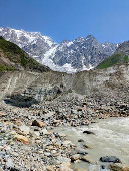 シュハラ氷河 シュハラ氷河,氷河,雪山の写真素材
