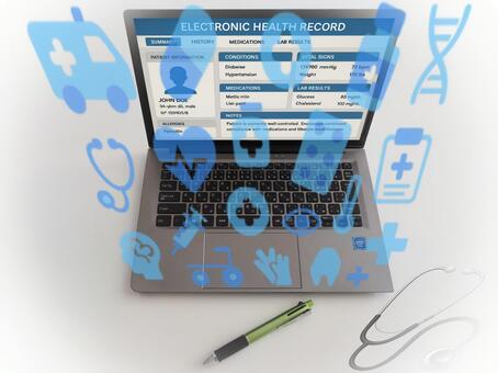 パソコンを使ったヘルスケア管理 医療,ヘルスケア,パソコンの写真素材