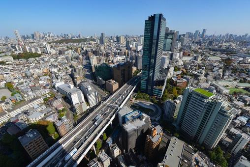 目黒区大橋から渋谷駅方面眺望 クロスエアタワー,目黒区大橋,眺望の写真素材