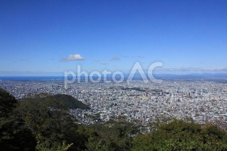 藻岩山から札幌の眺め 北海道,札幌市,藻岩山の写真素材