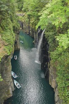 宮崎の高千穂峡 高千穂峡,真名井の滝,宮崎の写真素材