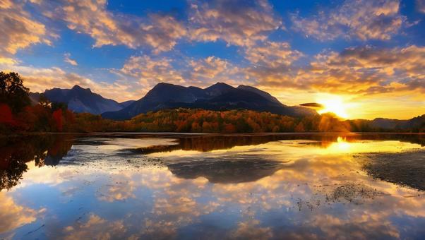 beautiful autumn sunrise, JPG beautiful autumn sunrise, autumn, chuan, nostalgic, JPG