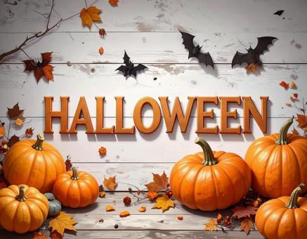 Halloweenの文字とカボチャの背景 Halloweenの文字とカボチャの背景の写真