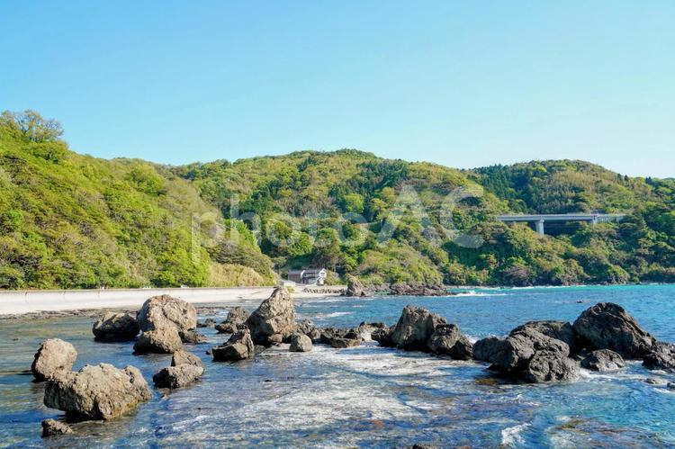 島根・松江美保関の惣津海岸 美保関,惣津海岸,砂浜の写真素材