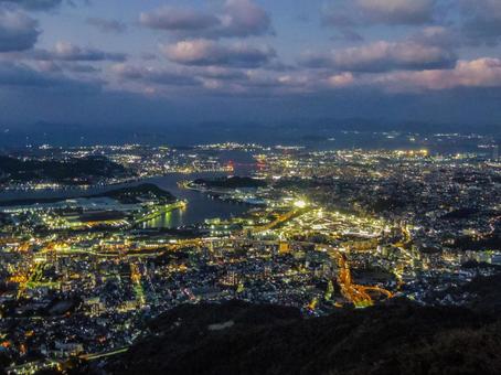 【福岡県】北九州市・皿倉山展望台 皿倉山展望台,夜景,夜の写真素材