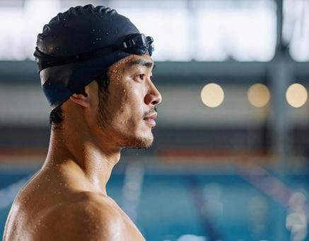 アスリート・競泳選手（男性）の肖像の写真