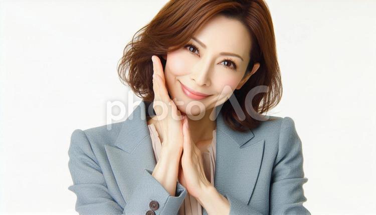 	仕事で上手にお願いする　笑顔の女性 仕事,笑顔,女性の写真素材