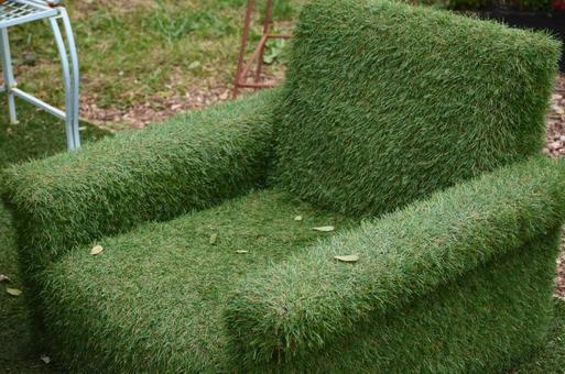 草で作った椅子 北海道,秋,札幌の写真素材