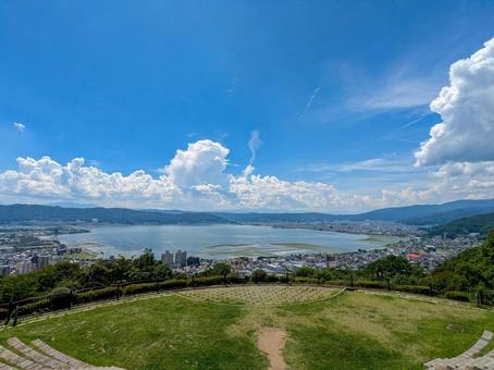 立石公園から望む諏訪湖 湖,諏訪湖,立石公園の写真素材