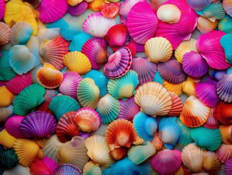 カラフルに彩られた貝殻のコレクションの写真