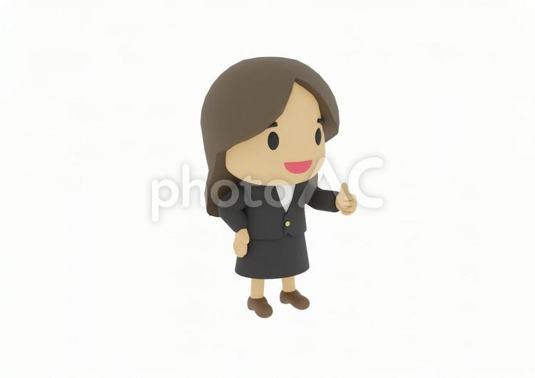 いいねと親指を立てるOL女性 学生,高校生,中学生の写真素材