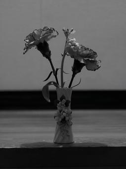 A small vase photographed in monochrome with a vertical composition, JPG