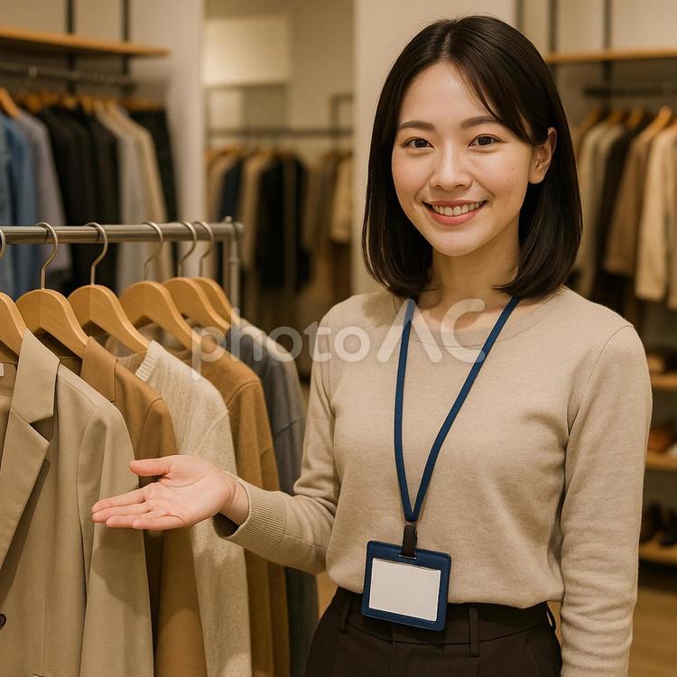 笑顔のアパレル店員 アパレル店員,接客,笑顔の写真素材