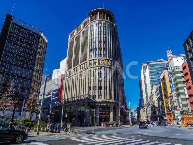 【東京都】日本橋周辺の風景 三越,日本橋,デパートの写真素材
