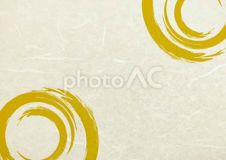 クリーム色和紙テクスチャ背景素材と筆で描いた丸 背景,和風,和柄の写真素材