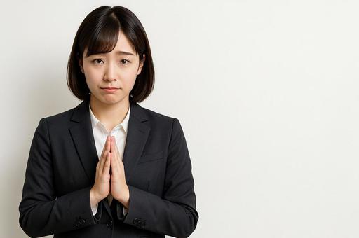謝るポーズの営業女子 謝るポーズの営業女子の写真
