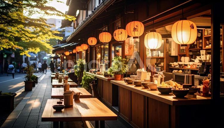町はずれのラーメン屋 カフェ,カウンター,テーブルの写真素材
