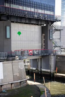 源森川水門の都市景観 水門,源森川水門,都市の写真素材