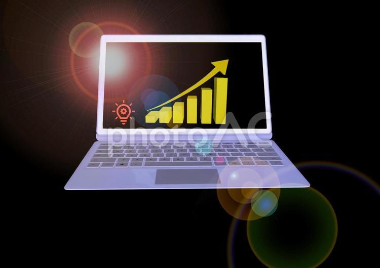 パソコン・ビジネス・閃き・業績アップ パソコン,ノートパソコン,ビジネスの写真素材