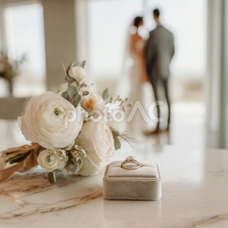 愛を誓う二人のためのウェディングリング 婚約指輪,結婚指輪,プロポーズの写真素材