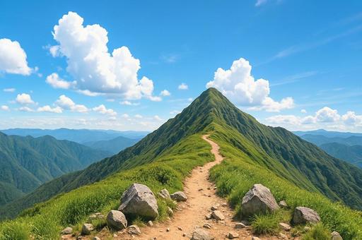 高原の登山道 高原の登山道の写真
