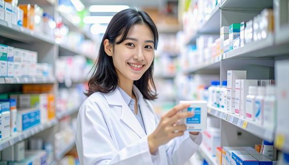 笑顔で働く薬剤師 笑顔で働く薬剤師の写真