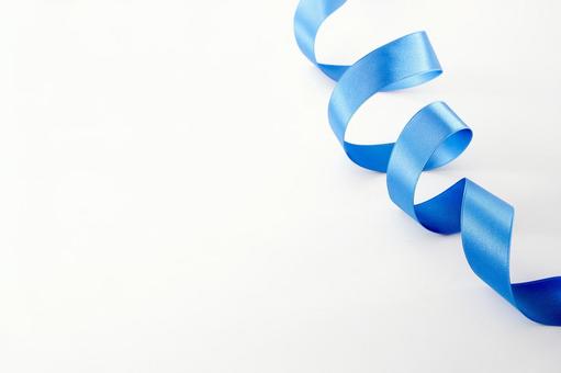 背景素材　青リボン 背景素材,ブルーリボン,白バックの写真素材