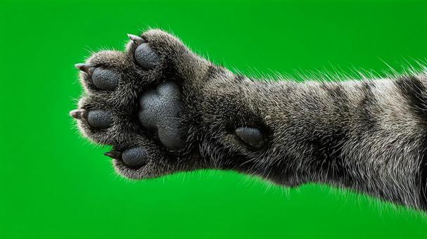 ふわふわ猫の肉球クローズアップ ふわふわ猫の肉球クローズアップの写真