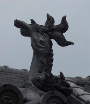 屋根飾り001 屋根飾り001 鬼瓦,魔除け,鬼の写真素材