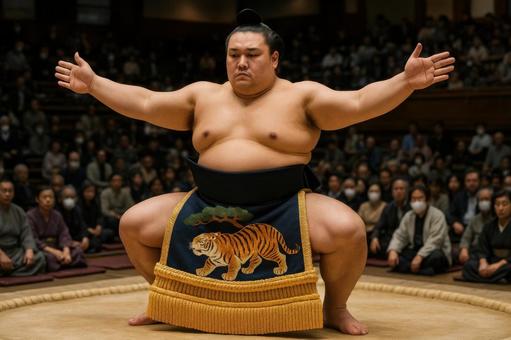 土俵入りの力士 土俵入りの力士の写真