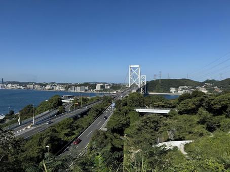 和布刈第2展望台から見る関門海峡の風景 和布刈第2展望台,和布刈公園,めかりの写真素材