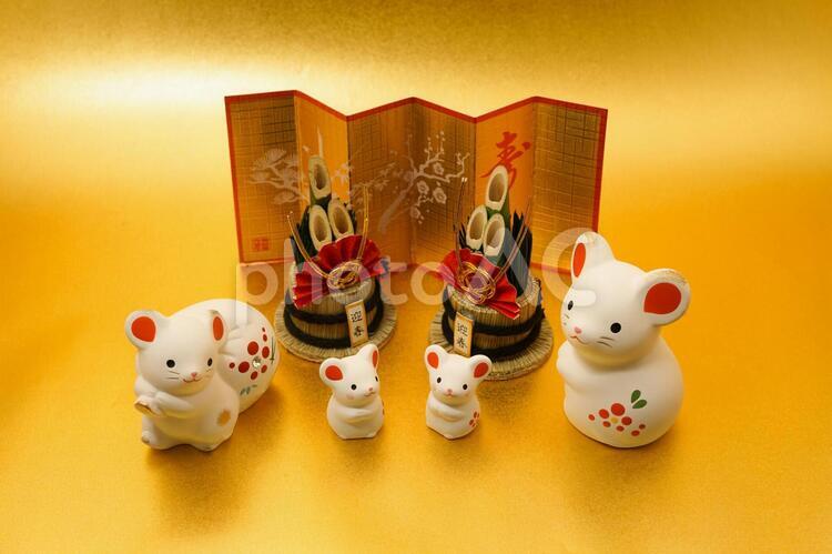 ねずみ年年賀状素材（年賀状素材・正月素材） 年賀状素材,子年,ねずみ年の写真素材