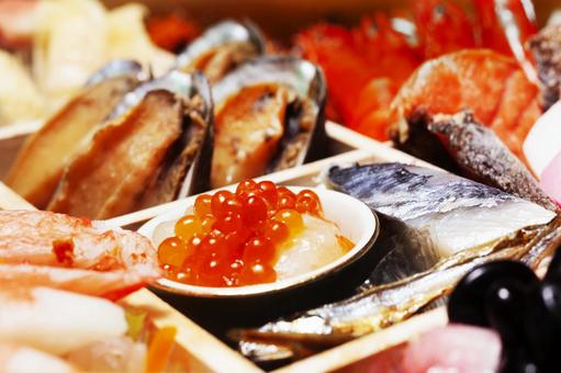 おせちのお重詰めのクローズアップ2 正月,記念日,調理後の写真素材