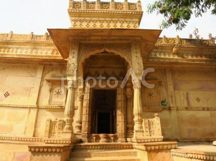 インド　ジャイサルメールの貯水池　13 ガディサール湖,貯水池,人工湖の写真素材