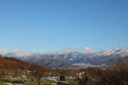 雪　山　長野県 空,自然,冬の写真素材