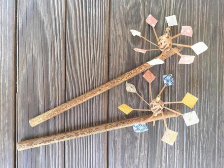 風車　二本 風車,玩具,おもちゃの写真素材