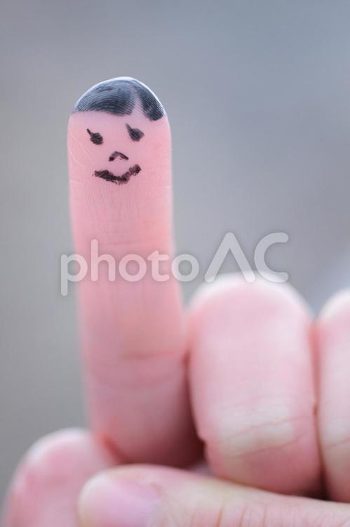 指人形お嬢さん 笑顔,指,お姉さんの写真素材