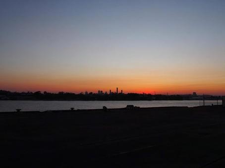 ブリスベンからの夕焼け 夕焼け,夕日,サンセットの写真素材