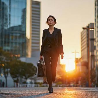 未来を見つめる日本人女性ビジネスパーソン 未来を見つめる日本人女性ビジネスパーソンの写真