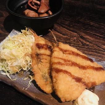 Photo, set meal, deep-fried horse mackerel, fried food, 