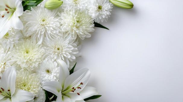 お葬式イメージの菊と百合の花 お葬式イメージの菊と百合の花の写真