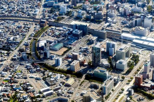 富山市牛島新町付近を空撮 空撮,牛島新町,富山市の写真素材